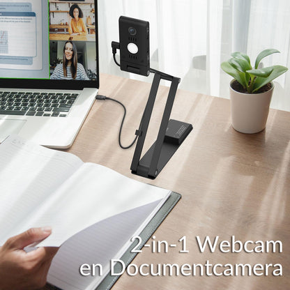 Innex DC500 13MP 4K USB Document Camera, Webcam and Scanner, 3-in-1, 13MP, Noise Cancelling Microphone, Dual Auto Focus, Auto Flip, Built-in LED Bulb, OCR, Win, Mac, Chromebook