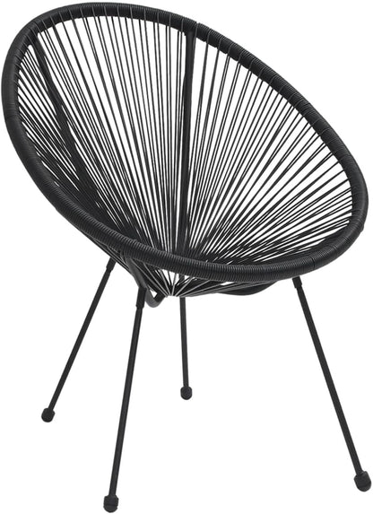 Round Garden Chair Set of 2 Black Rattan Garden Chairs Relax Garden Chair Outdoor Chair - QUORE