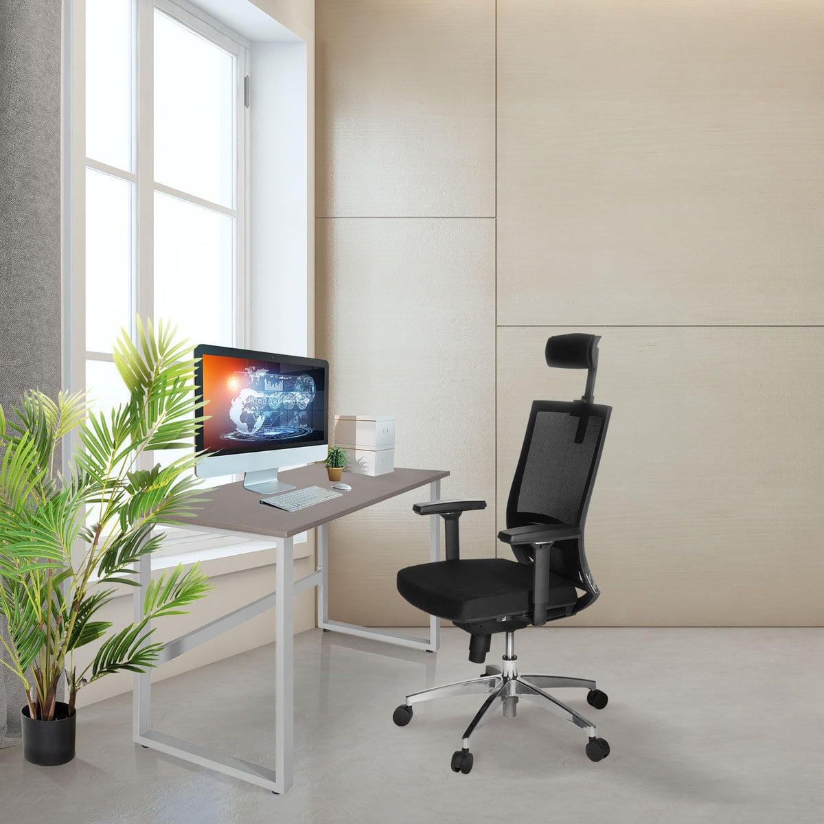 hjh OFFICE Bureau, grijs/wit, 120 x 60 cm