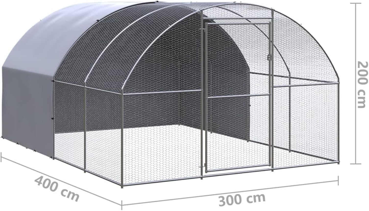 Buitenren Kippenren – Kippenhok – Konijnenren – Eendenren – Grote Dierenren – Gegalvaniseerd Staal – 3 x 4 x 2 Meter – Waterdichte Dakbedekking