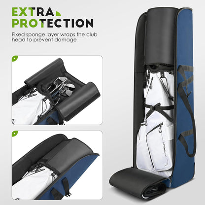 Findway Golf Reistas met Wielen, 900D Zwaar Oxford Slijtvast/Waterproof Gevoerd, Premium, Extra Verwijderbaar Pad voor Club Protectie Luchtvaart