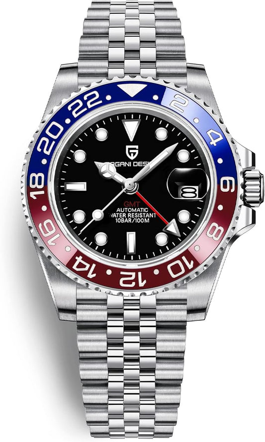 Pagani Design Herenhorloge GMT Automatisch Horloge Klassiek 40 MM Roestvrij Staal Mechanisch Horloge Saffierglas 100M Waterdicht Lichtgevend Casual Sport Modieus Zakelijk Horloge.
