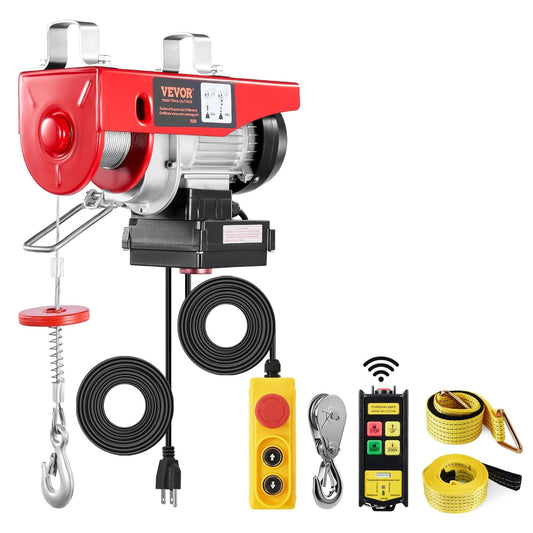 VEVOR Elektrische katrol met dubbele kabel, max. belasting 200 kg, kabelafstandsbediening 4,2 m, hefhoogte dubbele kabel 6 m, katrol noodstop, krik voor garage, magazijn, fabriek