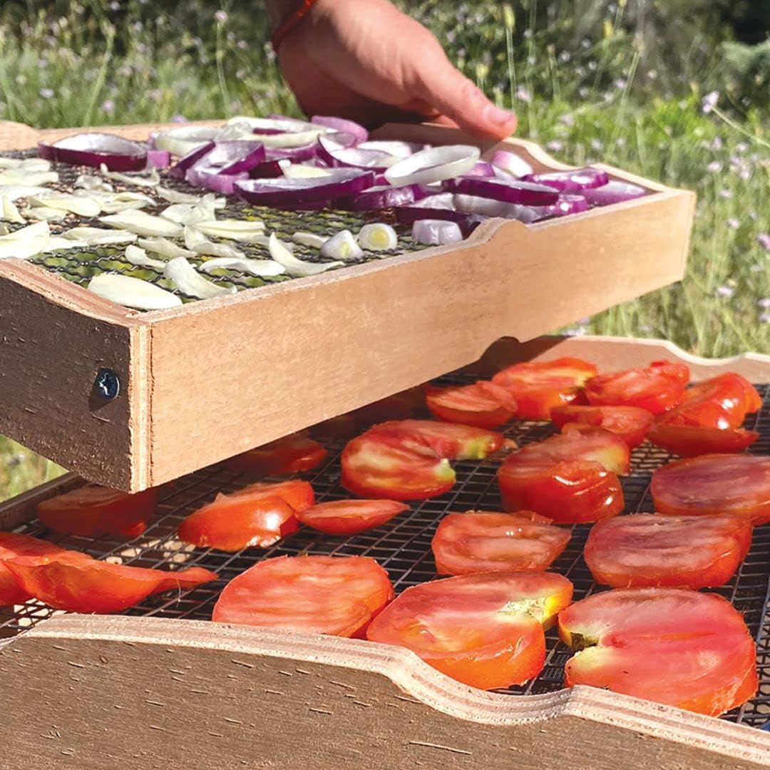OMY Droger op zonne-energie, 200 W, 3 dienbladen van roestvrij staal, droogapparaat voor fruit, groenten en gedroogde planten, thermometer, ventilator, zonnepaneel