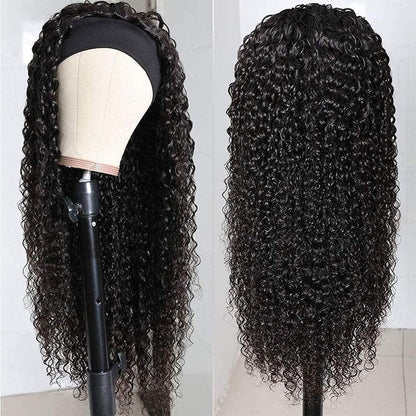 Deep Wave Headband Human Hair Wig Glueless Braziliaanse Natuur Vrouwen Haar met Pruiken Wear and Go Curly Wavy met Krullend Lang Machine Made Voor Zwarte Vrouwen Menselijk Natural Black 26 Inch