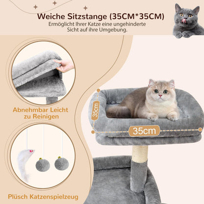 Globlazer cat tree xxl 194cm high with 2 Large Cat House, Hammock 50 * 40CM, Platform Lined Large, 2 Basket, Seat Rod, Huge Scratching Post for 3-5 Large Cats Rest Play Indoor (S76B, Light grey) - QUORE