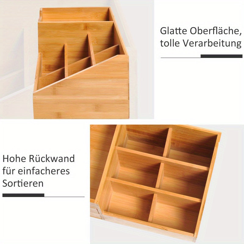 Bureaula Organizer – Bureau Organizer – Pennenhouder – Opbergdoos – Lade Organizer – Natuurlijk Bamboe – 33 x 20,5 x 15,5 cm – 2 Lades