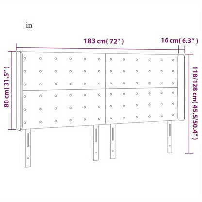 Bed Hoofdbord – Hoofdeinde – Hoofdbordkussen – Bedframe – Bedpaneel – Industrieel Design – Zwart Fluweel – 183x16x118/128 cm – Stevig Hout en Metaal