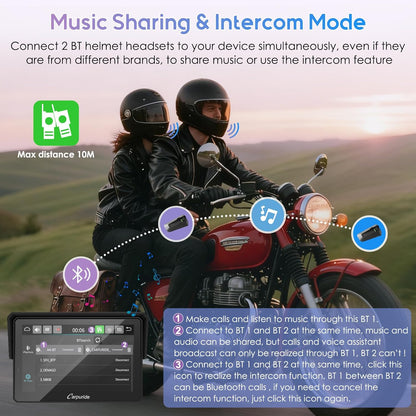 GPS-navigatiescherm motorfiets – Motorfiets navigatie – Motor GPS – Motorfiets display – Motorfiets scherm – 5" Waterdicht Touchscreen – Draadloze CarPlay & Android Auto