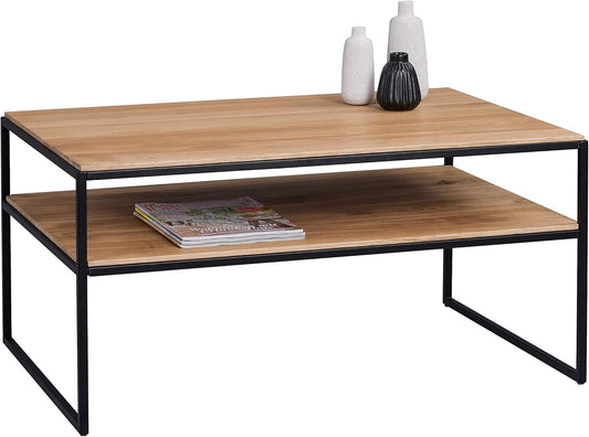 HomeTrends4You Mika 2 salontafel, hout, bruin, lengte 90 cm, breedte 60 cm, hoogte 45 cm