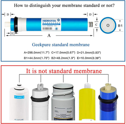 Geekpure 75 GPD Reverse Osmosis RO Membrane Replacement -NSF Certified (Pack of 25) - QUORE