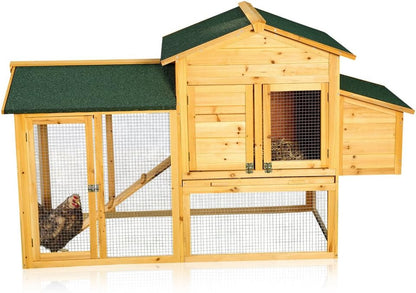 Melko Chicken Coop with Spout for 4-6 Chicken Coop 168 x 75 x 103 cm Chick Coop Chicken Aviary Including Nesting Box with Lid Holder, Weatherproof Impregnated - QUORE