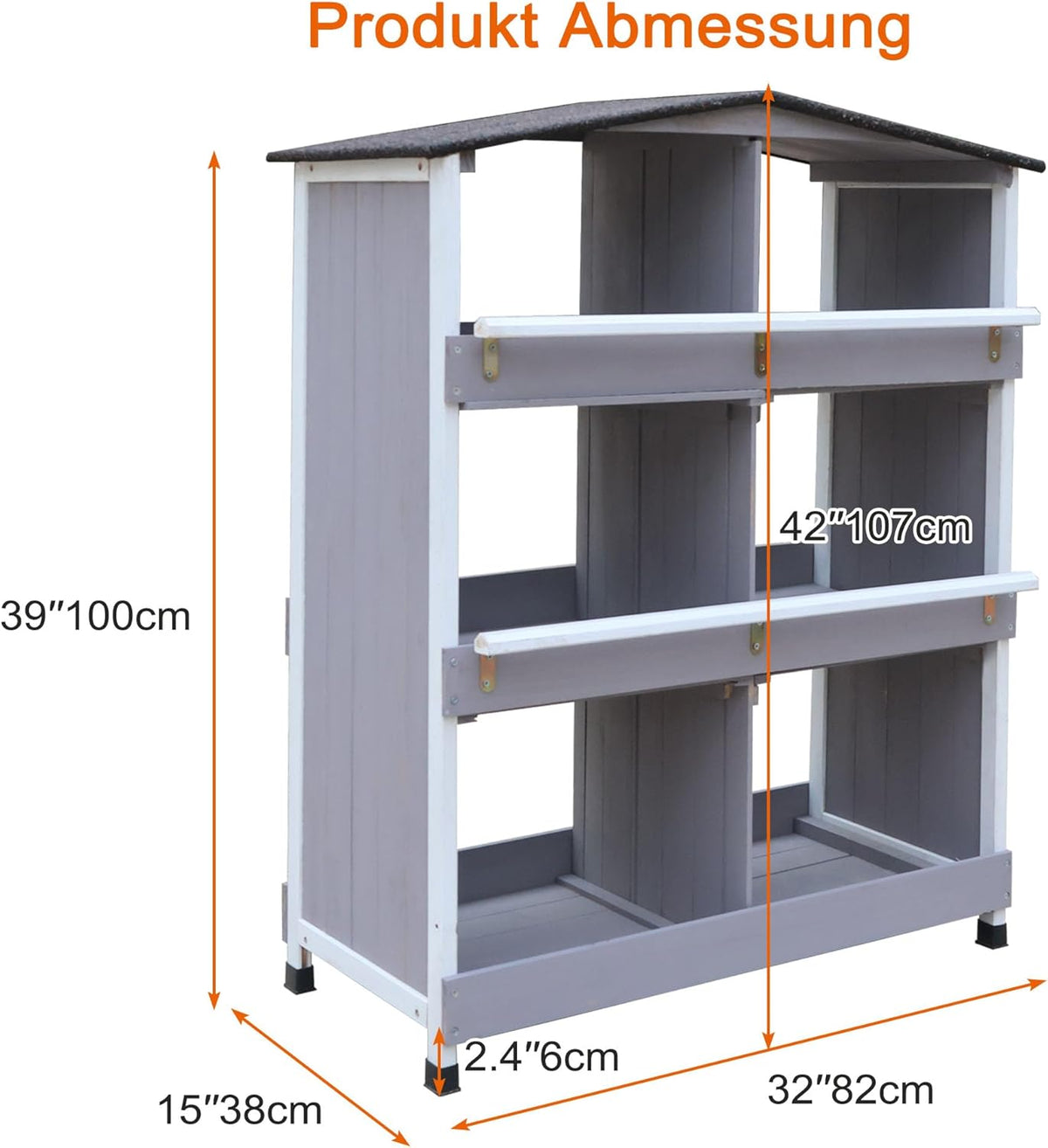 Sleeping nest for chickens, with sloping base, with ventilation holes, easy cleaning, 6 compartments, L x W x H 79 x 52 x 43.5 cm, storage room - QUORE