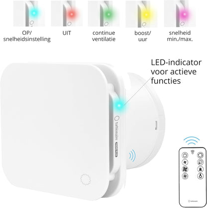 Turbionaire Trend Plus 120 mm Ventilator/Badkamerafzuiger – Afstandsbediening, 7 Snelheden + Boost, Timer, 25 dB, 5,5 W, Multifunctioneel, Anti-Vocht & Schimmel, 3 Jaar Garantie