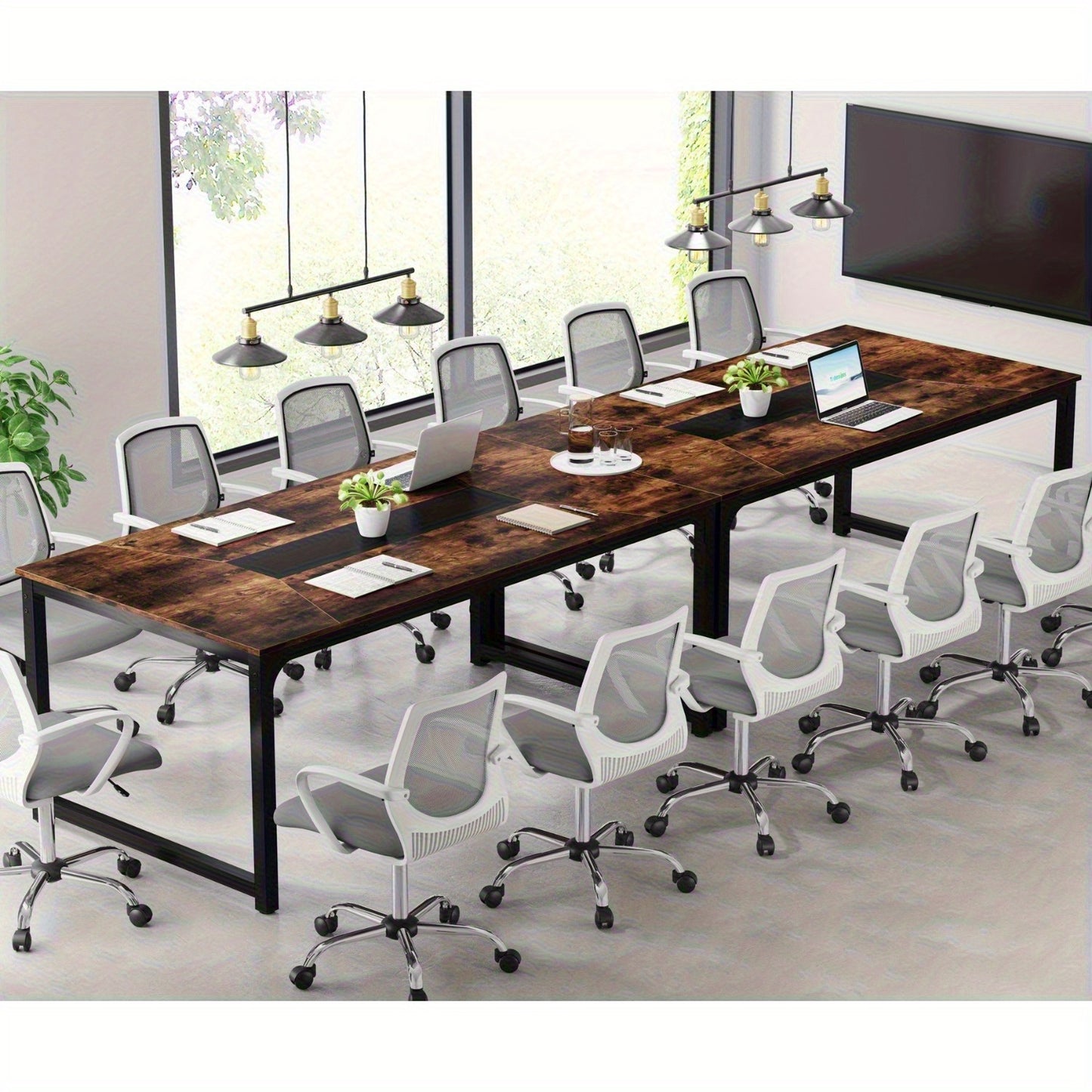Vergadertafel – Bureautafel – Werktafel – Eettafel – Conferentietafel – Industrieel Design – Robuust Houten Blad 180x90 cm