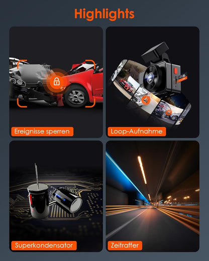 Dashcam – Autocamera – Auto Camera – Dashcam Voor En Achter – Dubbele Lens – 1944P Voor En Achter – 5GHz Wifi En WDR Nachtzicht