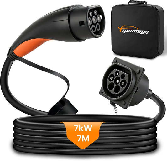 Type 2 EV-verlengkabel, 7 kW, 7 m, 32 A, verlengkabel voor opladen voor elektrische voertuigen volgens IEC62196