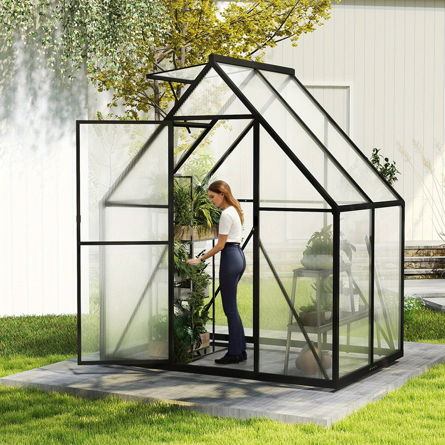 Walk-In Kas – Tuinkas – Kasje – Tomatenkas – Plantenkas – Aluminium Frame – Verstevigde Fundering – Dakraam En Deur – 125x180x195 cm