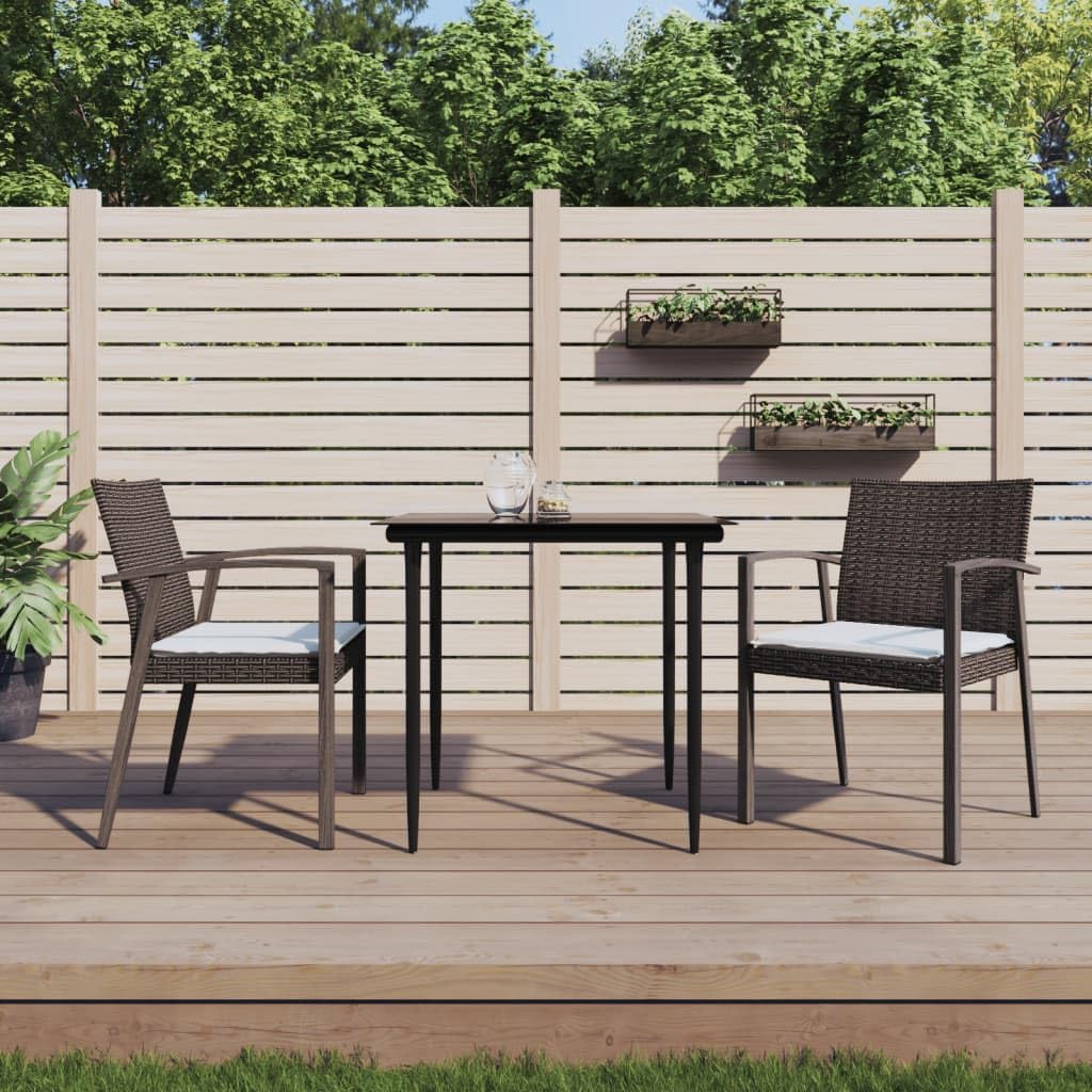 2 Pieces Synthetic Rattan Garden Chairs with Cushions, 56.5 x 57 x 83 cm, Robust Steel Structure, Durable Material, Waterproof and Easy to Clean - QUORE