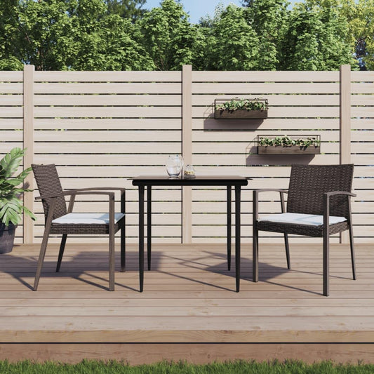 2 Pieces Synthetic Rattan Garden Chairs with Cushions, 56.5 x 57 x 83 cm, Robust Steel Structure, Durable Material, Waterproof and Easy to Clean - QUORE