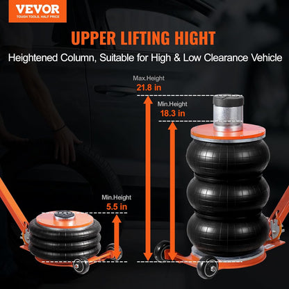 VEVOR Pneumatic Jack 5 Ton, Pneumatic Lift Jack with Raised Column and Adjustable Handle, Easy to Lift and Compact for Sedan, SUV, Van, Car Repair Garage