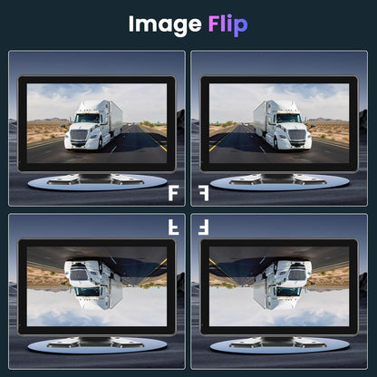 1080P achteruitrijcamera met 10,1-inch HD IPS-monitor, kentekenplaatcamera, IP68 waterdichte achteruitrijcamera met nachtzicht voor auto's, vrachtwagens, SUV's en bestelwagens, 6,5-36V
