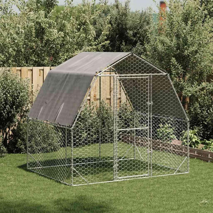 vidaXL Chicken coop with roof 2.5x2.0x2.25m galvanized steel, walk-in chicken coop, walk-in chicken coop, walk-in chicken coop, metal chicken coop - QUORE