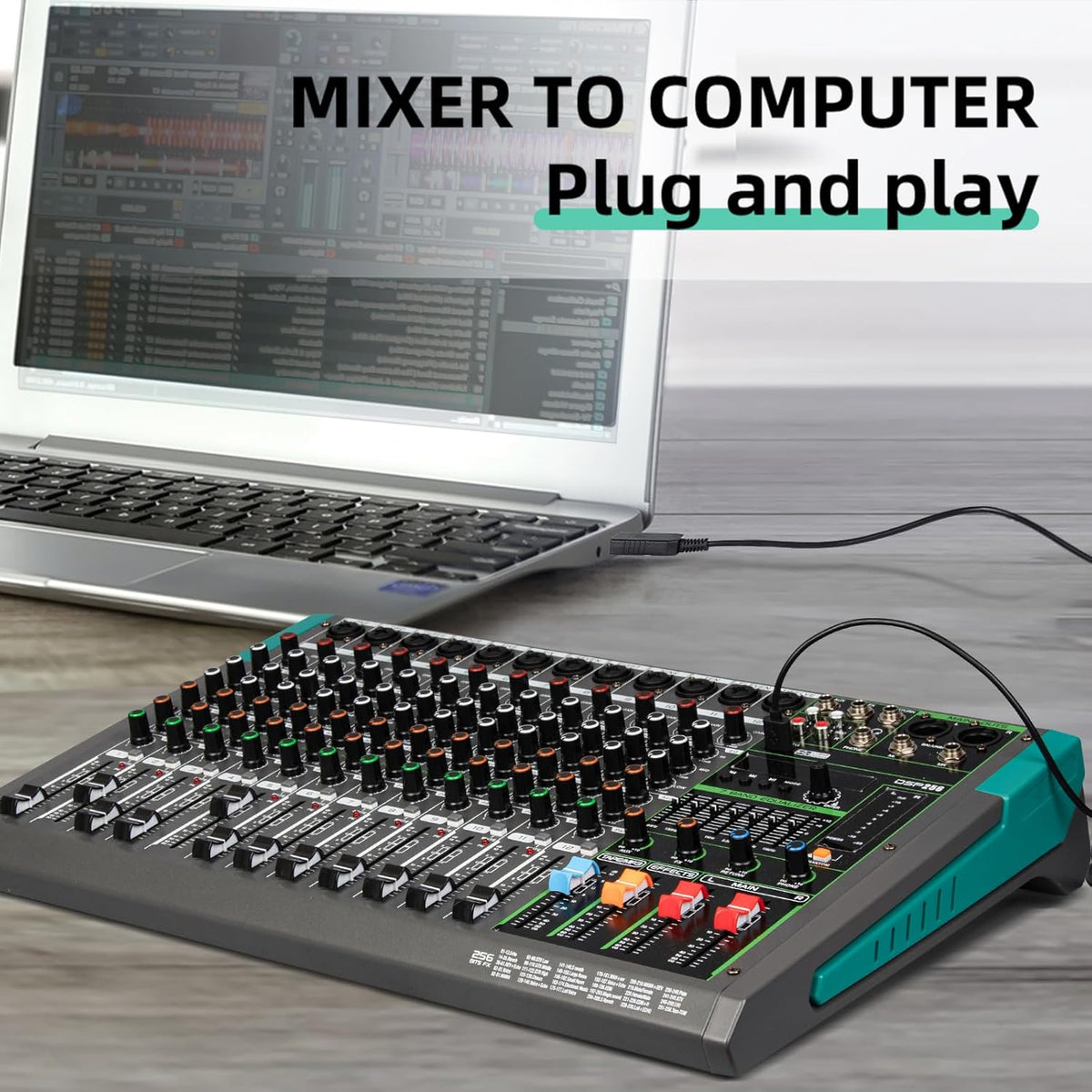 12-Kanaals Audiomixer – Mixer – Mengpaneel – Mengtafel – DJ-Mixer – Bluetooth & USB-Speler – 99 DSP-Reverbeffecten