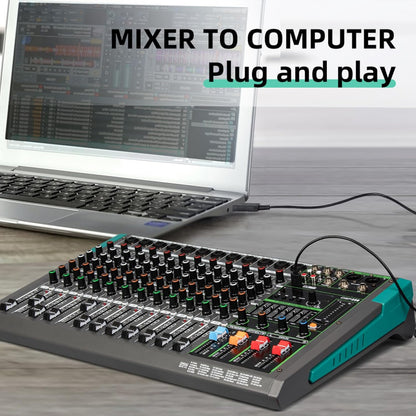 12-Kanaals Audiomixer – Mixer – Mengpaneel – Mengtafel – DJ-Mixer – Bluetooth & USB-Speler – 99 DSP-Reverbeffecten