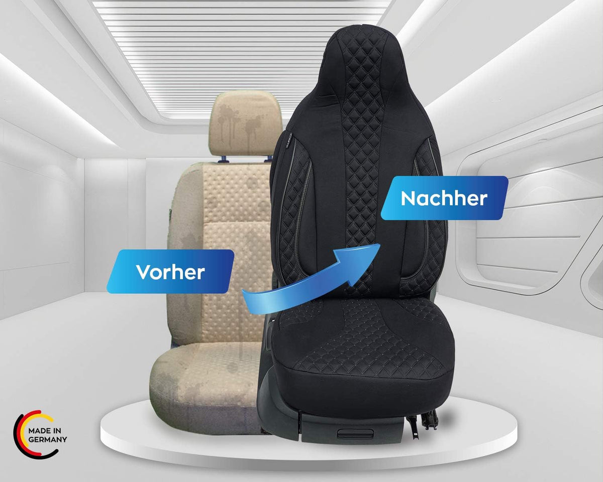 BREMER SITZBEZÜGE Autostoelhoezen voor piloten, compatibel met VW Golf 5, bestuurder en passagier vanaf 2003-2009, autostoelhoezen, set van 2, zwart