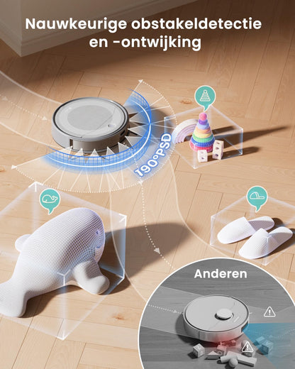 Lefant Robotstofzuiger M310 Ultra, 6000 Pa, ToF-lasernavigatie, nauwkeurige obstakelvermijding, anti-klitten, ideaal voor dierenharen, haar en harde vloeren, bediening via app/Alexa