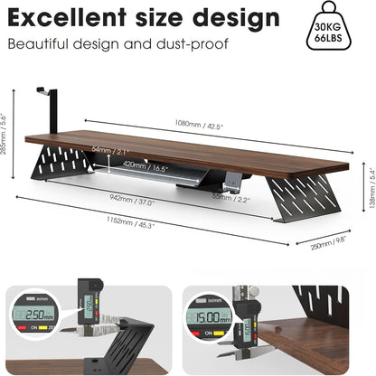 Fenge Monitor Stand Riser met Opslag Plank 108cm, Max Belasting 30KG (Bruin)
