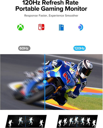 UPERFECT Portable Monitor Touch Screen 15.6 Inch 120Hz 1080P FHD Eye Care IPS Matte Ultra Thin Second Screen with 10800mAh Battery with HDMI USB C for Laptop PC Mobile Phone, Mobile Display - QUORE