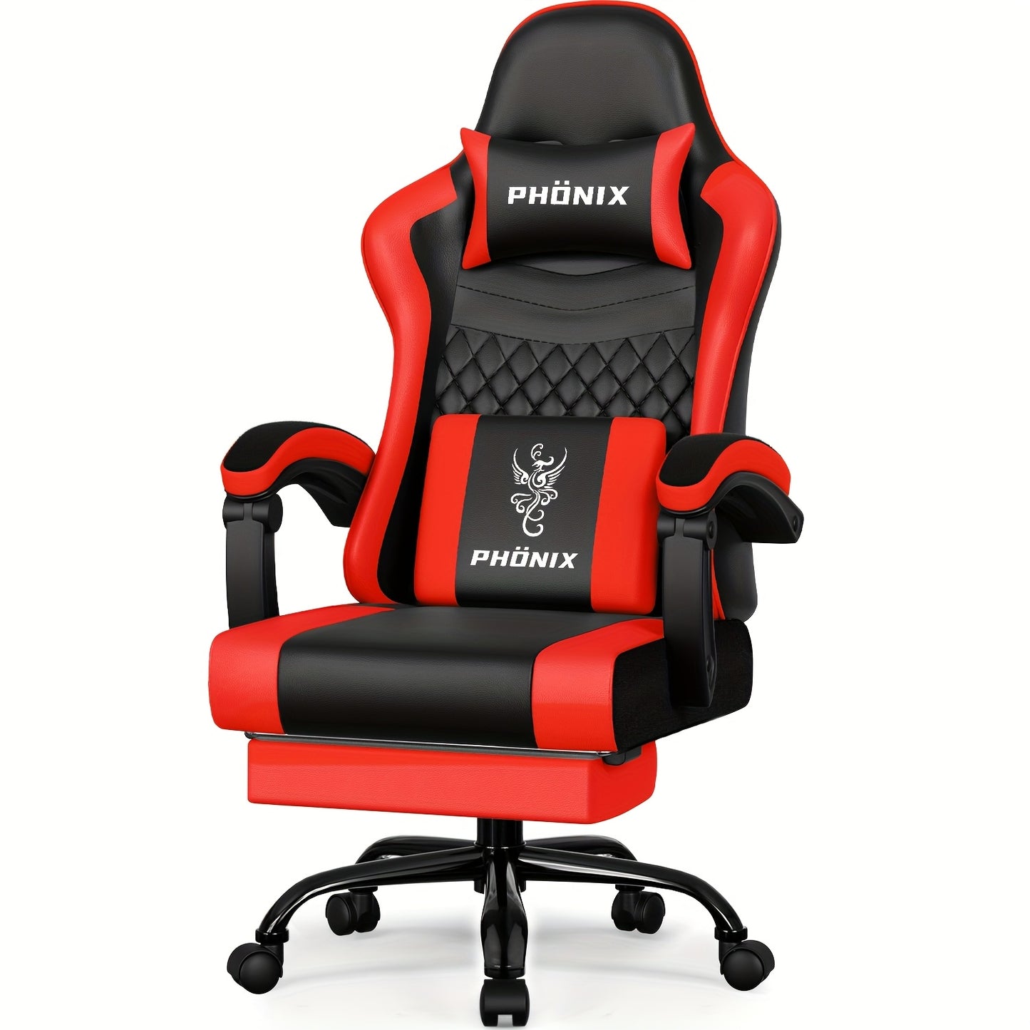 Gaming Chair with Footrest, Ergonomic Gaming Chair, Gaming Armchair with Adjustable Lumbar Cushion Equipped with An Adjustable Lumbar Support And Headrest, 360° Swivel And Designed for A Weight Of Up to 150kg., Gaming Chairs