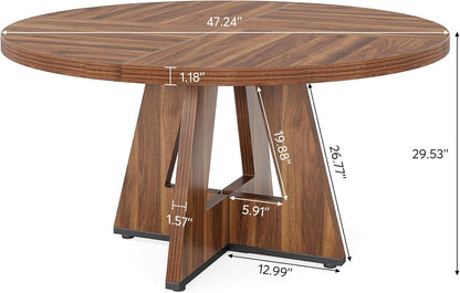 Lailang 120cm Eettafel, Modern Eetkamertafel, Houten Eettafel, Dining Table For 4, Kitchen Dining Table, 120 x 120 x 75 cm, Rustic Brown