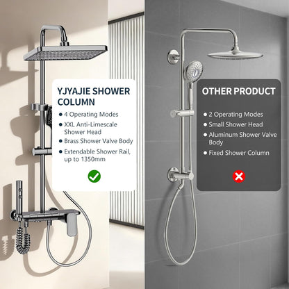 Douchesysteem – Douchepaneel – Regendouche – Handdouche – Bidetdouche – 4 Functies – Thermostatische Mengkraan – 31x20 cm Regendouchekop