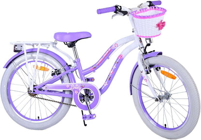 Meisjesfiets voor 6-8 jaar, 20 inch, met mand en bagagedrager, Lovely Fuchsia