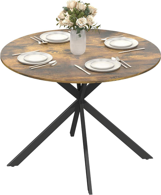 Eettafel – Keukentafel – Ronde Tafel – Tafeltje – Tafel – Industriële Stijl – Ø100 cm – Stalen X-Poten