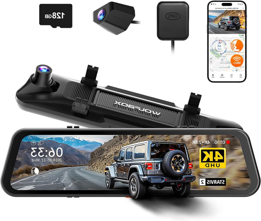 Achteruitkijkspiegel Dashcam – Spiegelcamera – Auto Camera – Camera Voorruit – Rijveiligheid Kamera – 12 Inch Scherm – 4K + 2.5K Resolutie met STARVIS 2 Sensor - QUORE