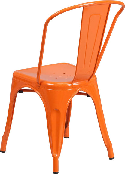 Flash Furniture Stapelbare stoel van metaal, voor binnen en buiten, kunststof, rubber, oranje, 4 stuks