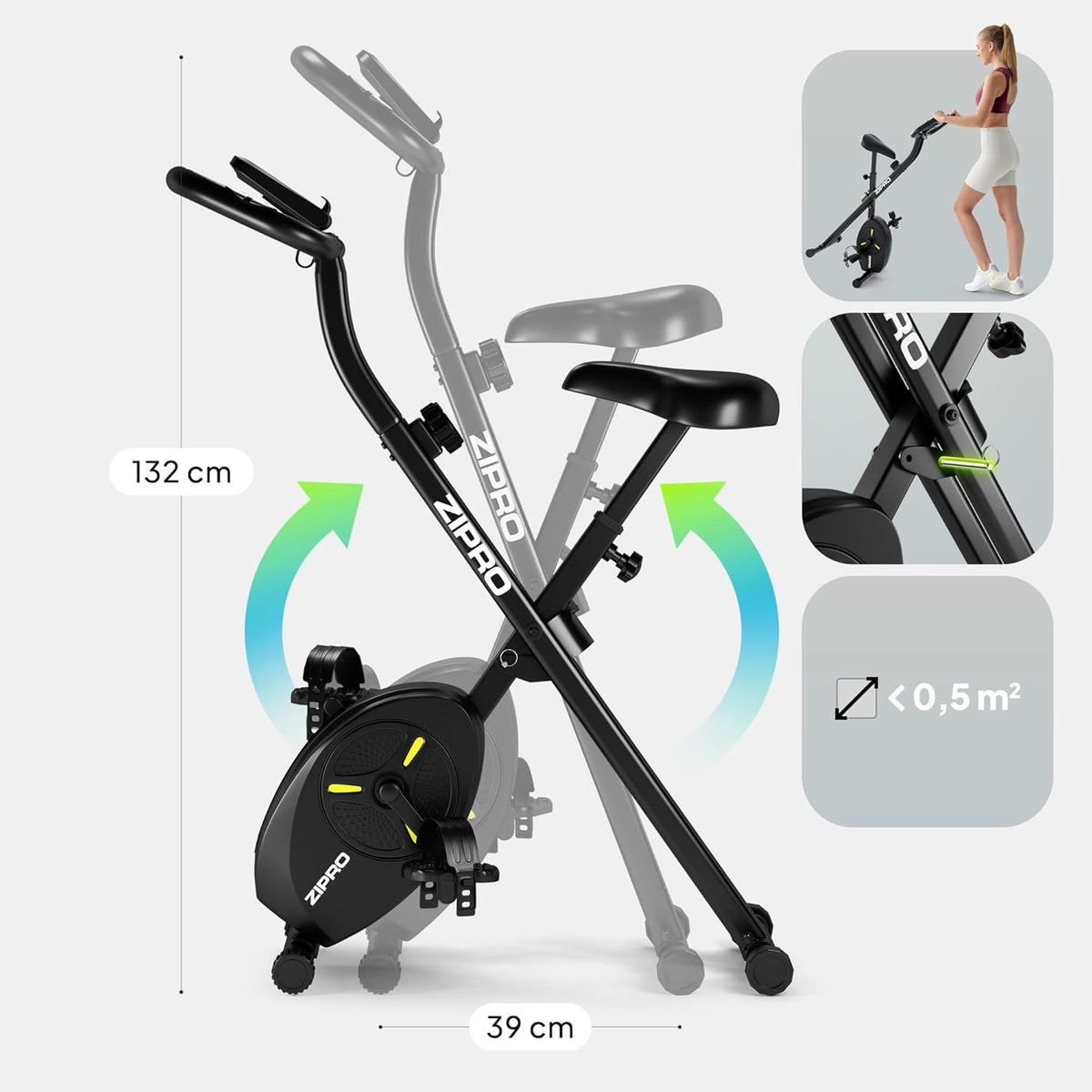Hometrainer – Fitnessfiets – Fietstrainer – Stationaire Fiets – Opvouwbare Bike – Compact – 8 Weerstandsniveaus – Stil Magnetisch Systeem
