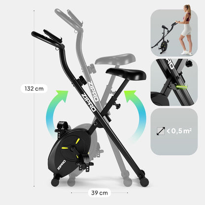 Hometrainer – Fitnessfiets – Fietstrainer – Stationaire Fiets – Opvouwbare Bike – Compact – 8 Weerstandsniveaus – Stil Magnetisch Systeem