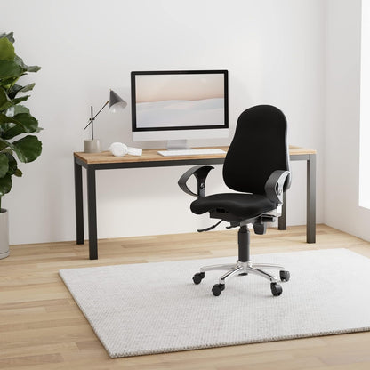 Ergonomische Bureaustoel – Bureaustoel Met Beweegbare Zitting – Draaistoel – Werkstoel – Sitness stoel – Traploos Verstelbare Rugleuning – In Hoogte Verstelbare Armleuningen – Zwarte Ademende Bekleding – Stabiel Verchroomd Stalen Frame