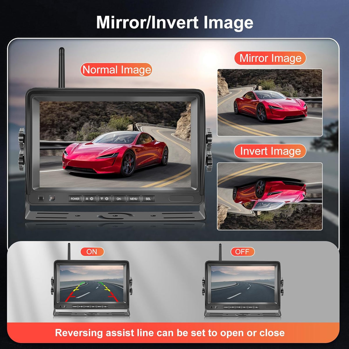 Hodozzy Digital Wireless Rear Camera 7 Inch IPS Monitor Kit AHD Rear View Camera Waterproof Night Vision Video Recording Wireless Car Rear View Camera 12V-36V - QUORE