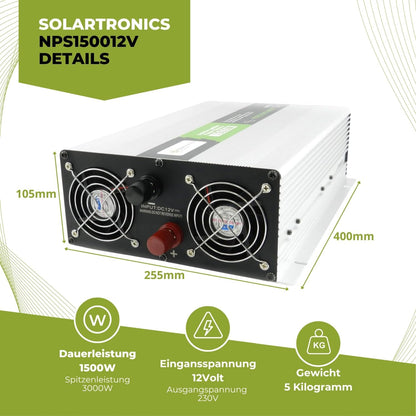 solartronics spanningsomvormer USV 12V NPS 1500/3000 Watt zuivere sinus UPS inverter