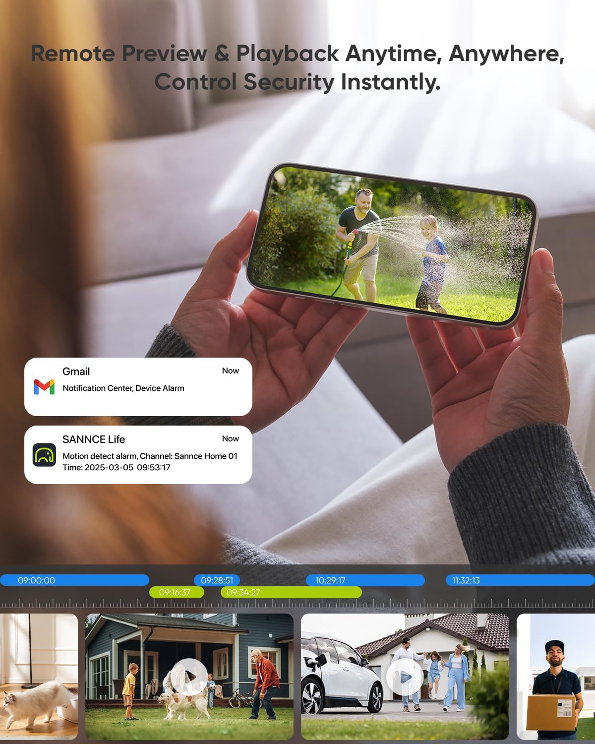 SANNCE PoE Bewakingscameraset, 5MP, 8CH NVR + 4 x 3 MP, waterdichte camera met 1 TB harde schijf, smart IR-leds, bewegingsdetectie, app-alarm, nachtzicht tot 30 meter