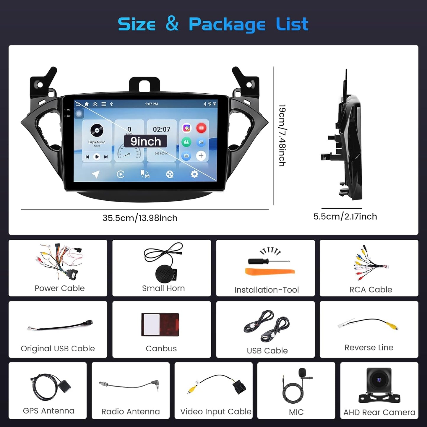 Inefala 4+128G Android 15 Autoradio voor Opel Corsa 2015-2019/Opel Adam 2013-2016, 9 inch In-Cell Bildschirm met Draadloze Carplay en Android Auto Link Spiegel Radio FM/RDS GPS WIFI BT SWC