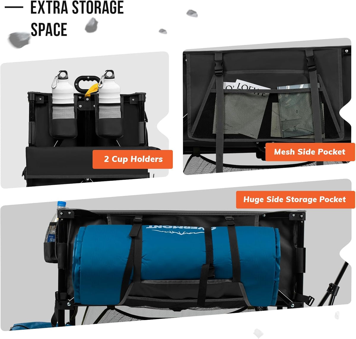Overmont 400 l opvouwbare wagen met twee verdiepingen – opvouwbare wagen met grote capaciteit – verlenging van 132 cm, grote offroad-wielen voor kamperen, voetbalwedstrijden, sportevenementen