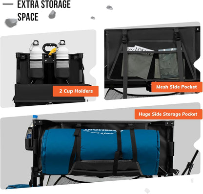 Overmont 400 l opvouwbare wagen met twee verdiepingen – opvouwbare wagen met grote capaciteit – verlenging van 132 cm, grote offroad-wielen voor kamperen, voetbalwedstrijden, sportevenementen