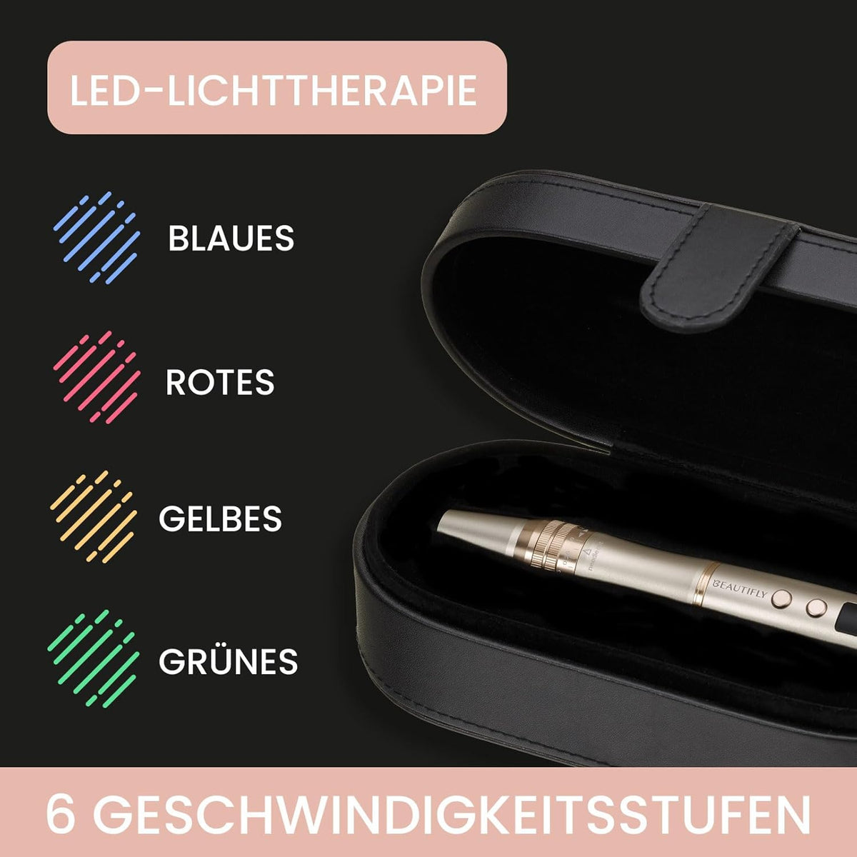 Beautifly Meso Intense Golden microneedling pen, mesotherapie, gezichtsmassageapparaat, anti-rimpels, dermapen, dermaroller, massageapparaat, anti-aging, massage, gezichtsmassage